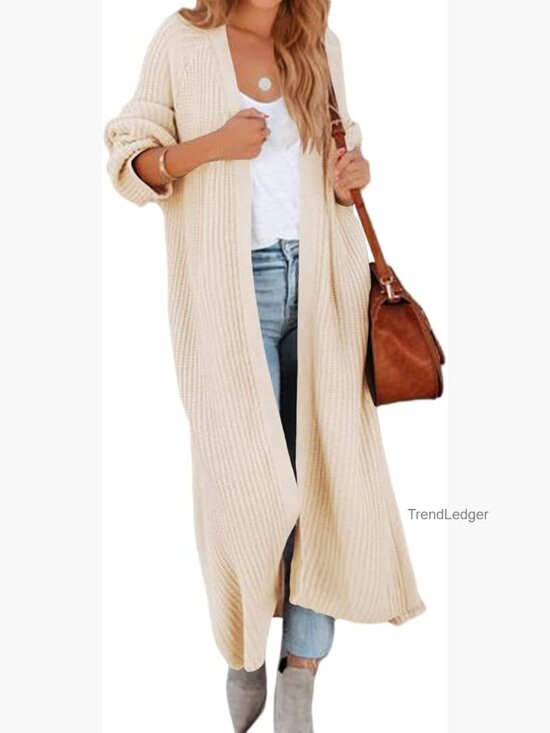 Sweaters - Oversized Long Cardigan Open Front Drape Knit Duster Coat